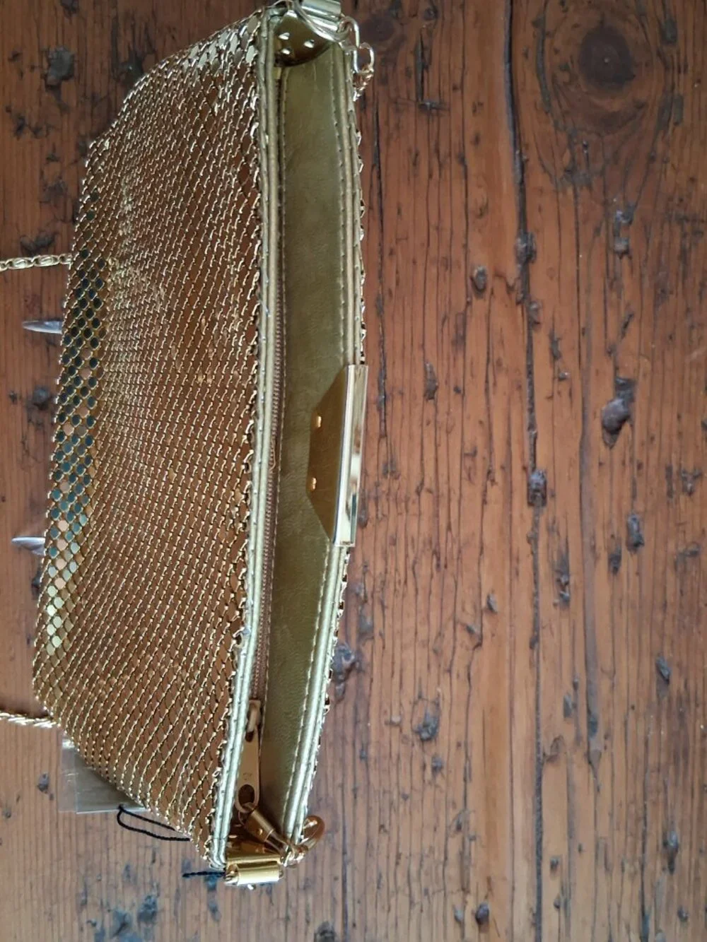 Y&S Gold Mesh Shoulder Crossbody Bag NWT